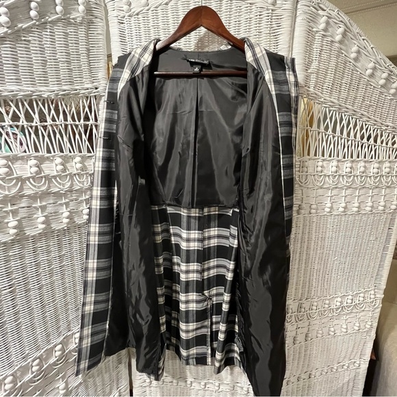 Vtg I.N. STUDIO Jacket GLEN PLAID Sz 12 Black White Grey RETRO Mid-Length PREPPY - Picture 6 of 16